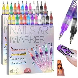 Nails Art Marker Set - 12 Colors